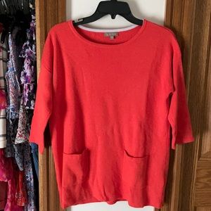 Lilla P Orange 3/4 sleeve sweater w/ pockets, S
